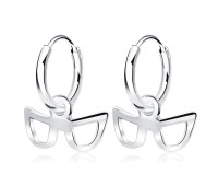 Glasses Shaped Silver Hoop Earring HO-2537